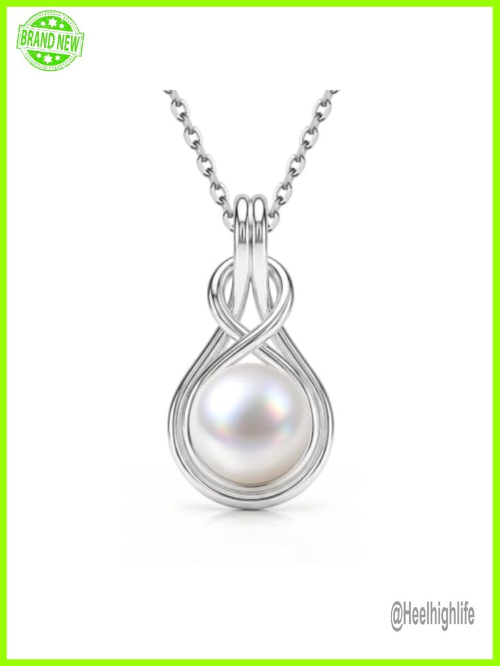 Infinite Knot Freshwater Pearl Pendant Necklace 925 Sterling Silver